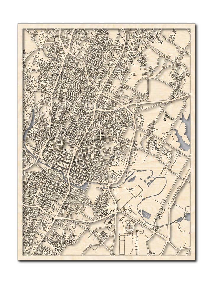 Austin, TX City Map for wholesale by Catahoula Sign Co.