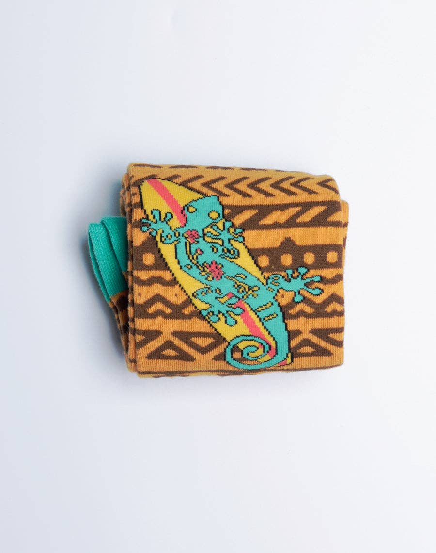 Just Fun Socks - Wholesale Socks - Men's - Men's Tribal Gecko Tropical Crew Socks4