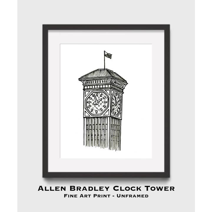 Milwaukee Allen Bradley Clock Tower Watercolor Art Print #3 for wholesale by Lynndale Print