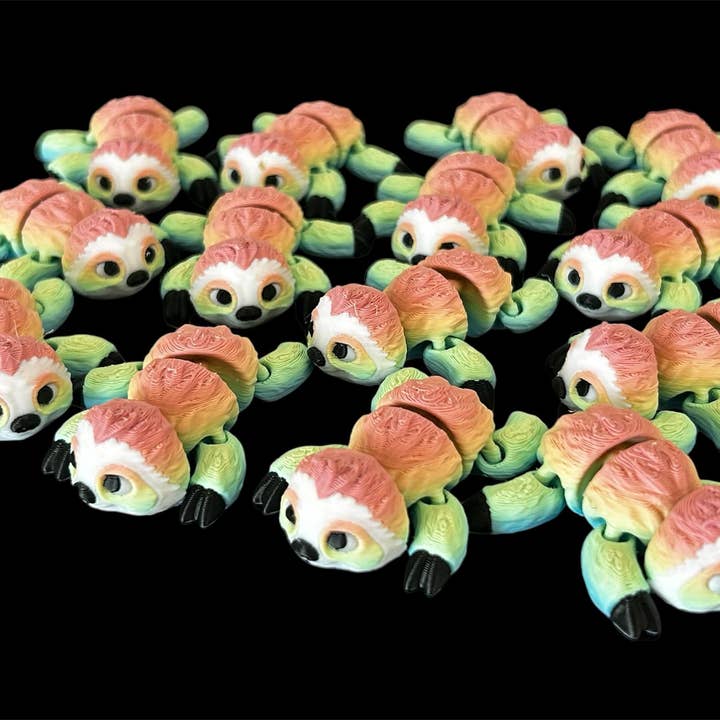 3D in Paradise - Wholesale Fidget toy – Kids - Mini rainbow sloth fidget figurine figures 3D printed1
