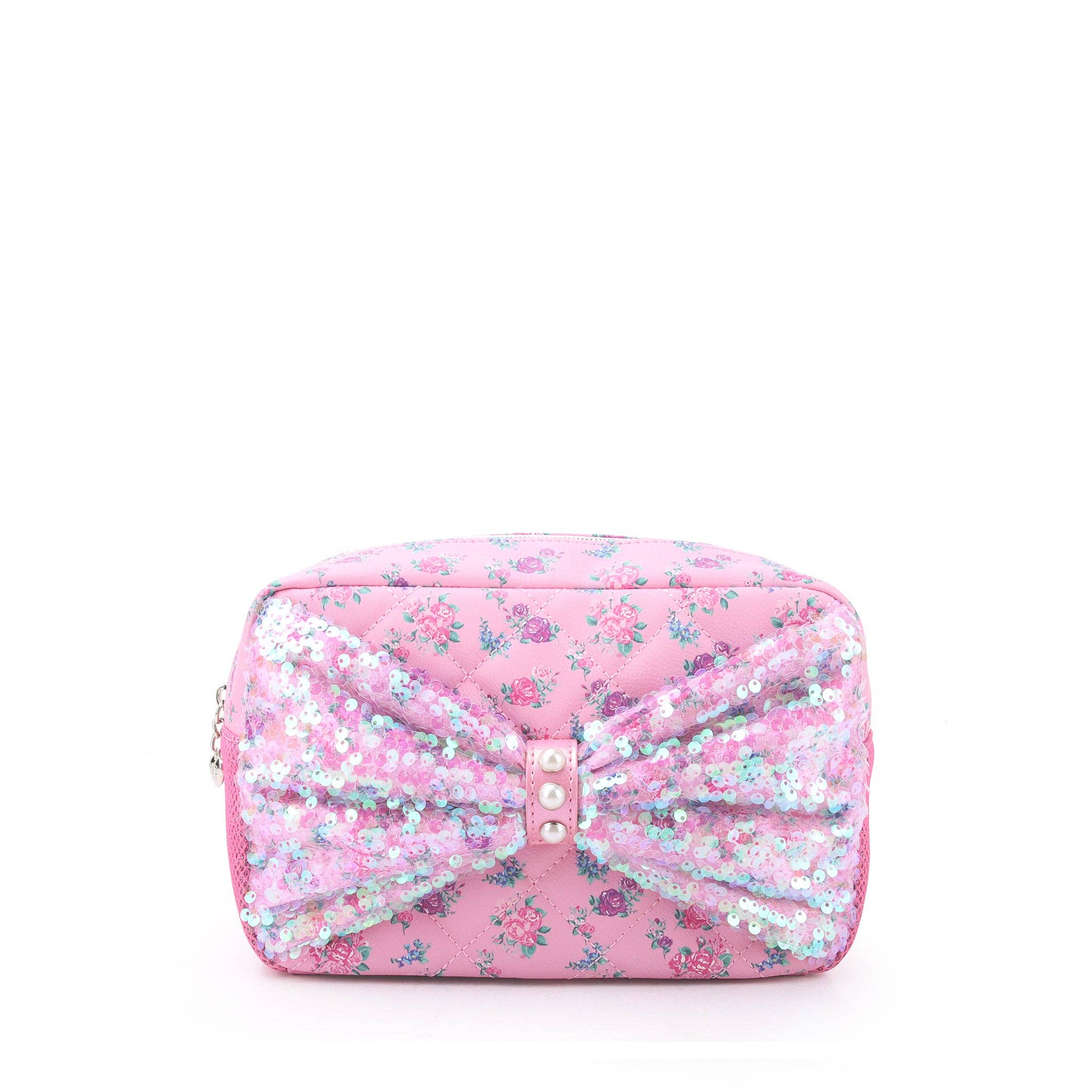 OMG Accessories - Wholesale Pouch - Women's - Sequin Bow Front Floral Printed Pouch1