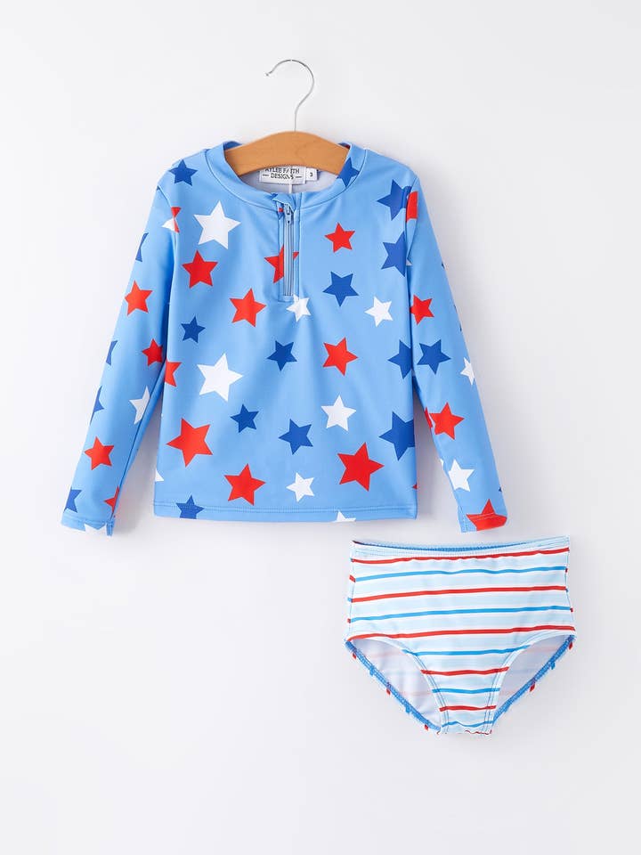 “4th of July”Star Stripe Boutique Swimsuit for wholesale by Rylee Faith Designs