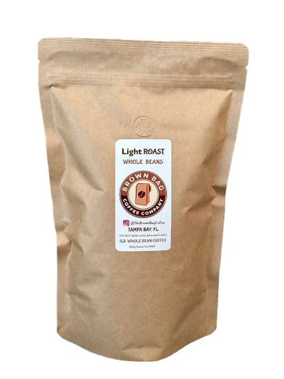 1lb Whole Bean Light Roast Coffee for wholesale by Brown Bag Coffee Company