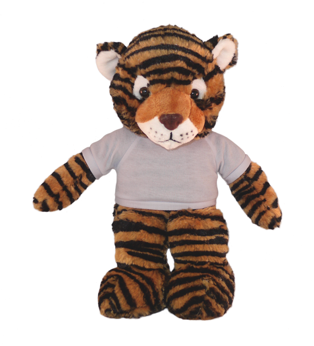 Plushland - Vendita all'ingrosso Peluche - Bambini e neonati - Peluche Floppy Tiger con maglietta personalizzata 12"4