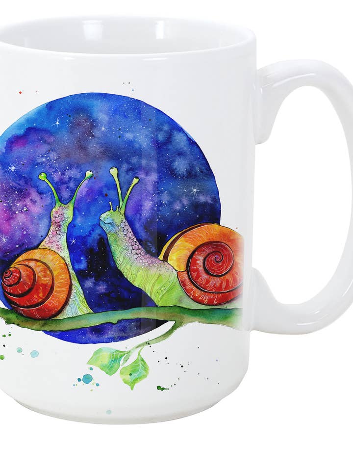 Caneca de Arte 15oz - Observação de Estrelas - Caracóis Fofos por atacado de Oladesign