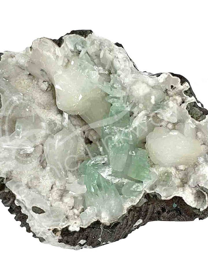 (PC)SPECIMEN - APOFYLIT, GRÖN OCH STILBIT 4"B x 2,5"H för wholesale av Oceanic Linkways Inc