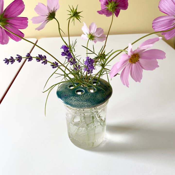 Hester's Studio - Wholesale Decorative Tabletop Object - Mason Jar Flower Frog Topper3