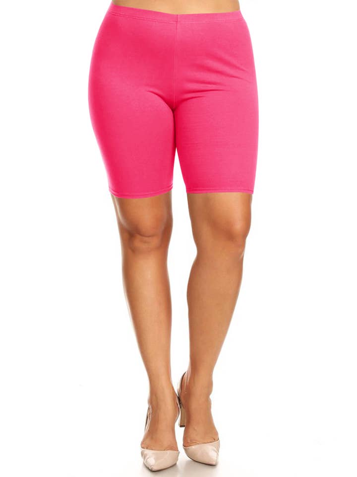 MOA COLLECTION - Wholesale Athletic Shorts - Women's - Women's Plus Size Casual Solid Biker Shorts (Open Pack)11