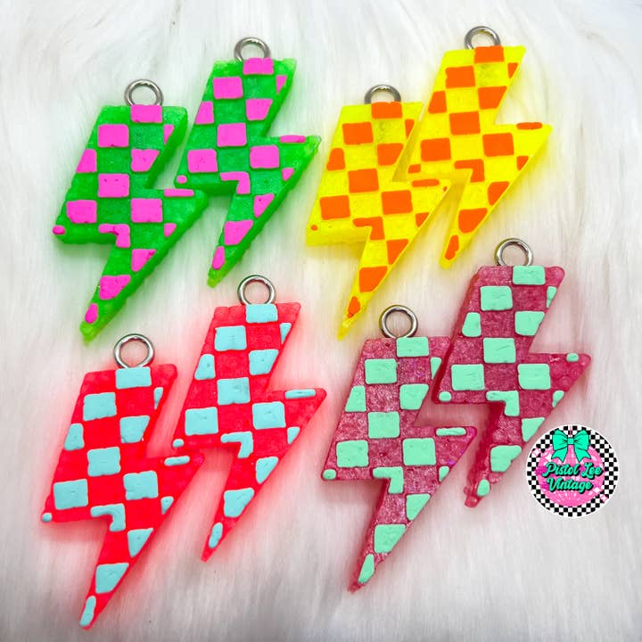Checkered Lightning Bolt Freshie Vent Clips for wholesale by Pistol Lee Vintage