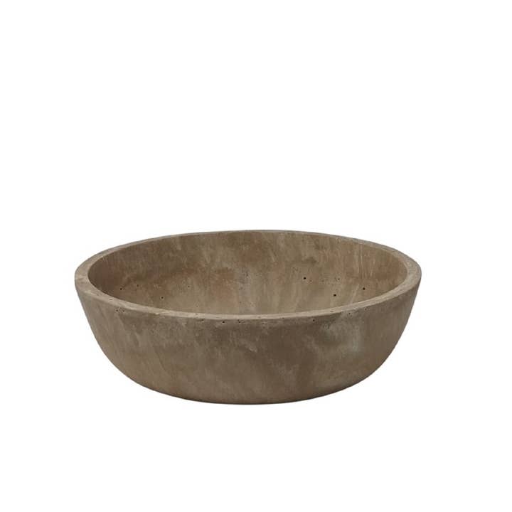 Serving Bowl Beige Resin Dia 10" for wholesale on Faire