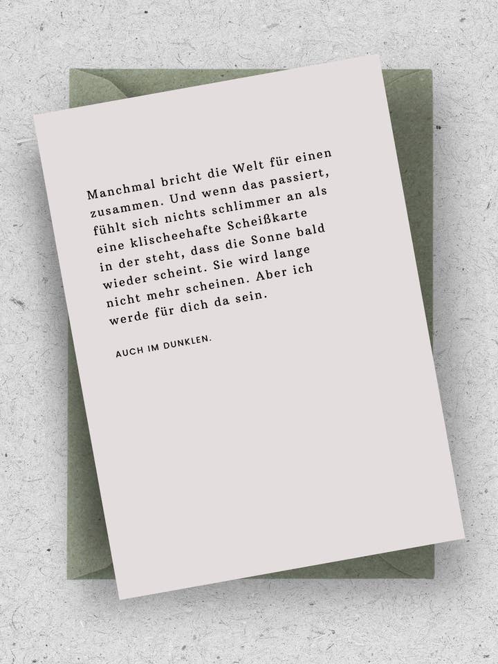 Trauerkarte “Auch im Dunkeln" / mit Umschlag für den Großhandel von hellopinlin