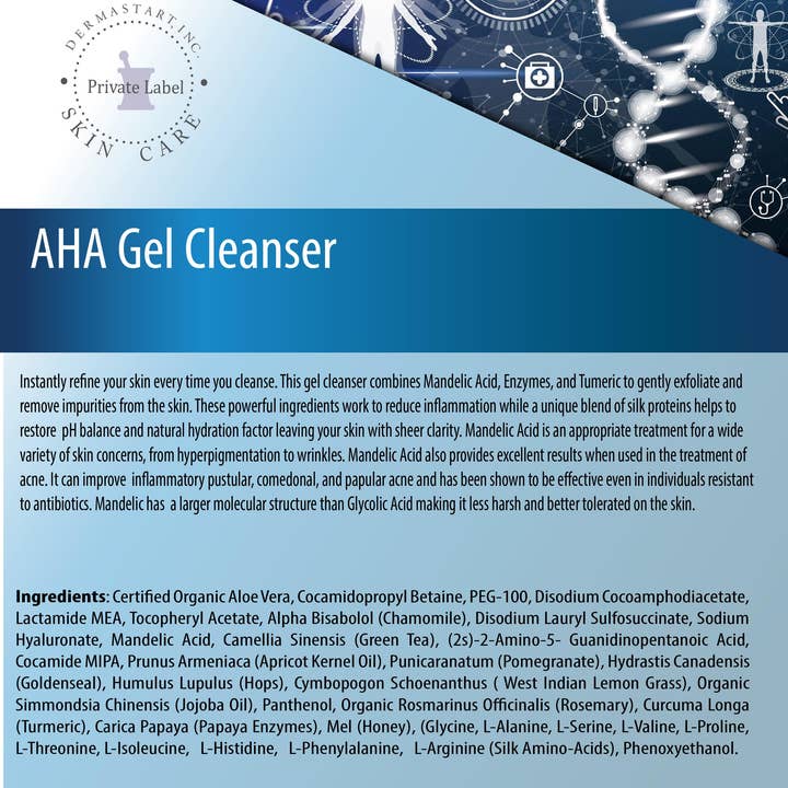 Dermastart Brands - Vente Nettoyants pour le visage - Nettoyant à l'acide mandélique en gallon - marque privée2