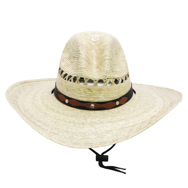Cap Zone - Wholesale Cowboy Hat - Women's - Vented Gus Retro Palm Straw Cowboy Hat