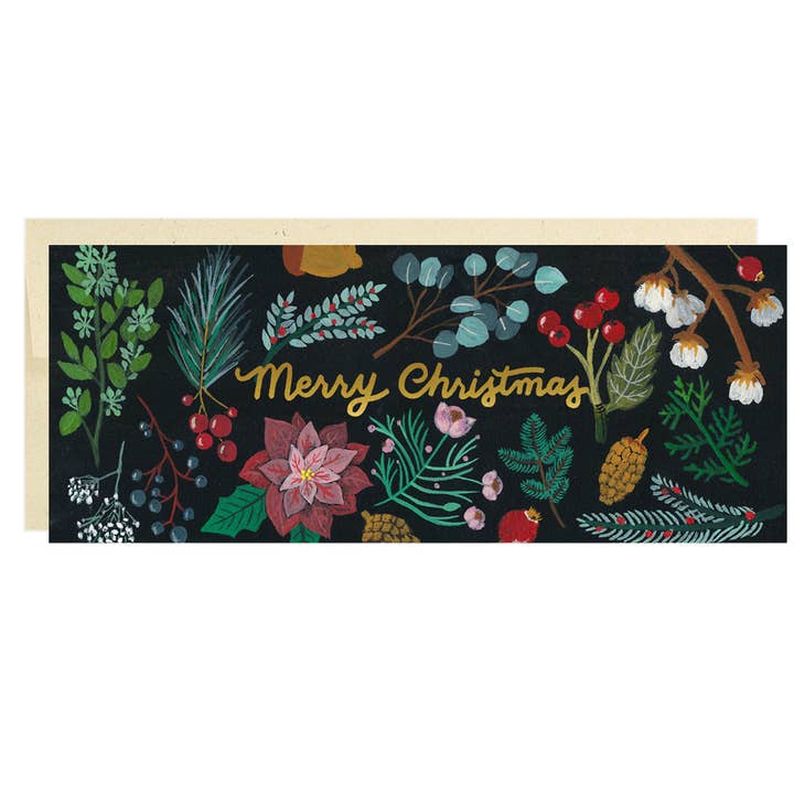 Dark Winter Florals / Holiday Cards (Box of 8) for wholesale by Forage Paper Co.