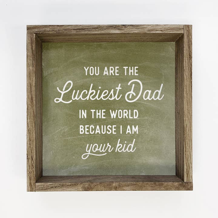 Hangout Home - Vendita all'ingrosso Cartelli - Simpatico cartello con cornice per la festa del papà, con scritta «Luckiest Dad»