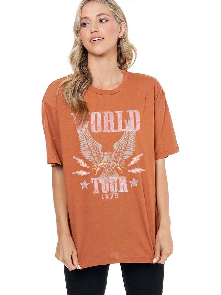 Zutter - Wholesale Screen Printed T-Shirt - Women's - World Tour Vintage Eagle Graphic Top
