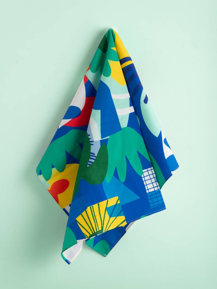 Tea Towel Navy Blue Garden for wholesale by Teresa Rego