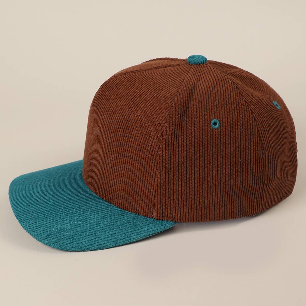 Fashion City - Wholesale Baseball Cap - Unisex - Plain Two Tone Corduroy 5 Panel Trucker Hat42