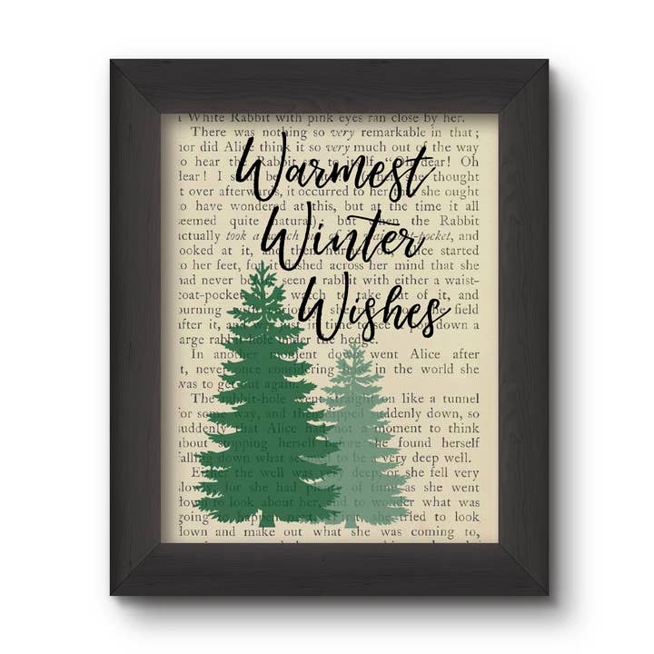 Lámina artística vintage Warmest Winter Wishes para venta al por mayor de Cecelia Rose Book Page Art