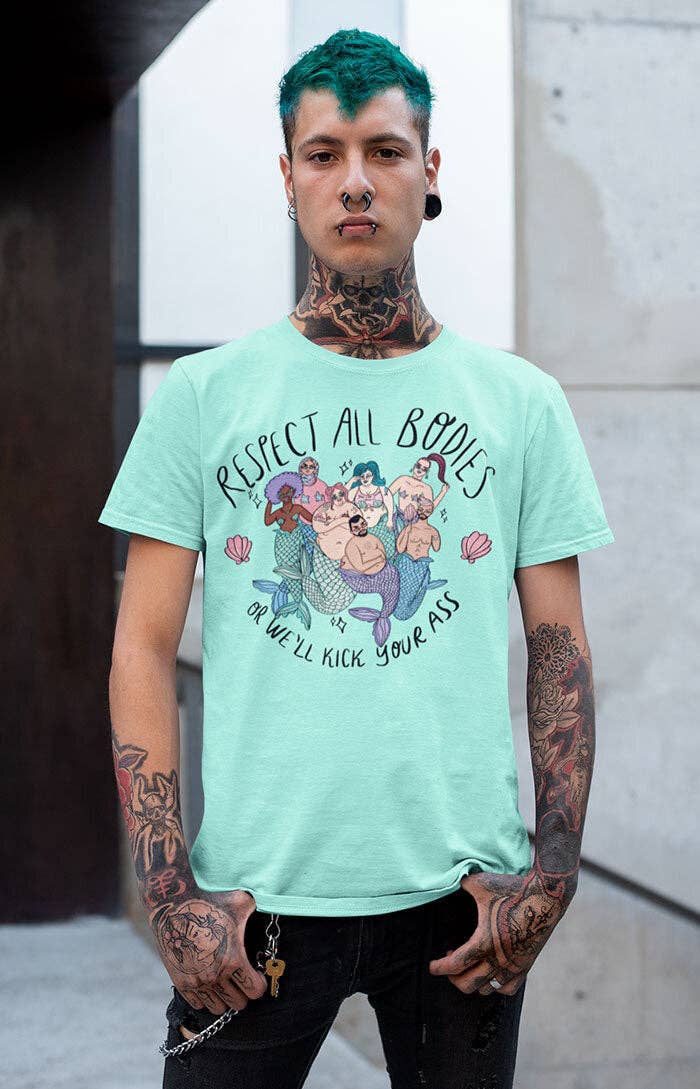 Chiaralascura – wholesale T-shirts med screentryck – Dam – Unisex t-shirt i ekologisk bomull med Body Positive sjöjungfruar10