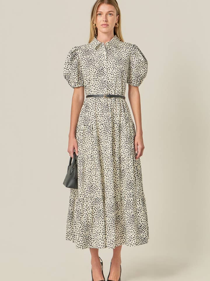 Print Knoopsluiting Midi Jurk voor wholesale door English Factory