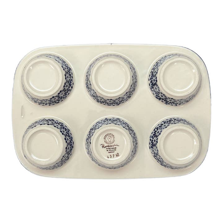 Polish Pottery Outlet - Wholesale Cupcake/Muffin Pan - Muffin Pan, 8.5" x 12.5" in "Stellar Celebration" by Manufaktura | F093S-P3093