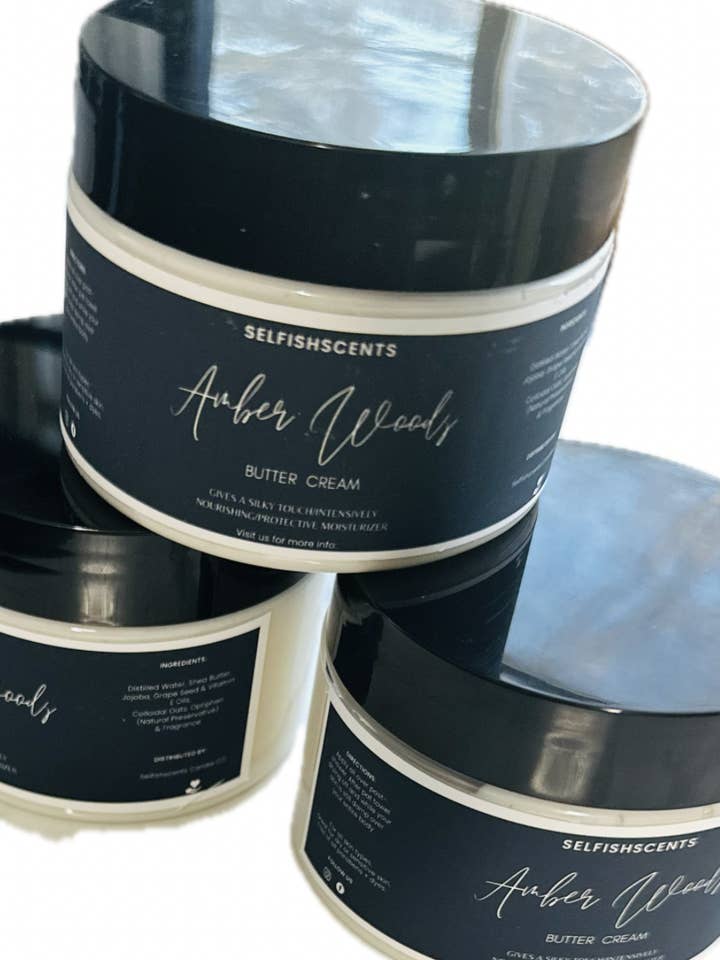 Crème au beurre Amber Woods pour la vente par Selfishscents Candle Co.