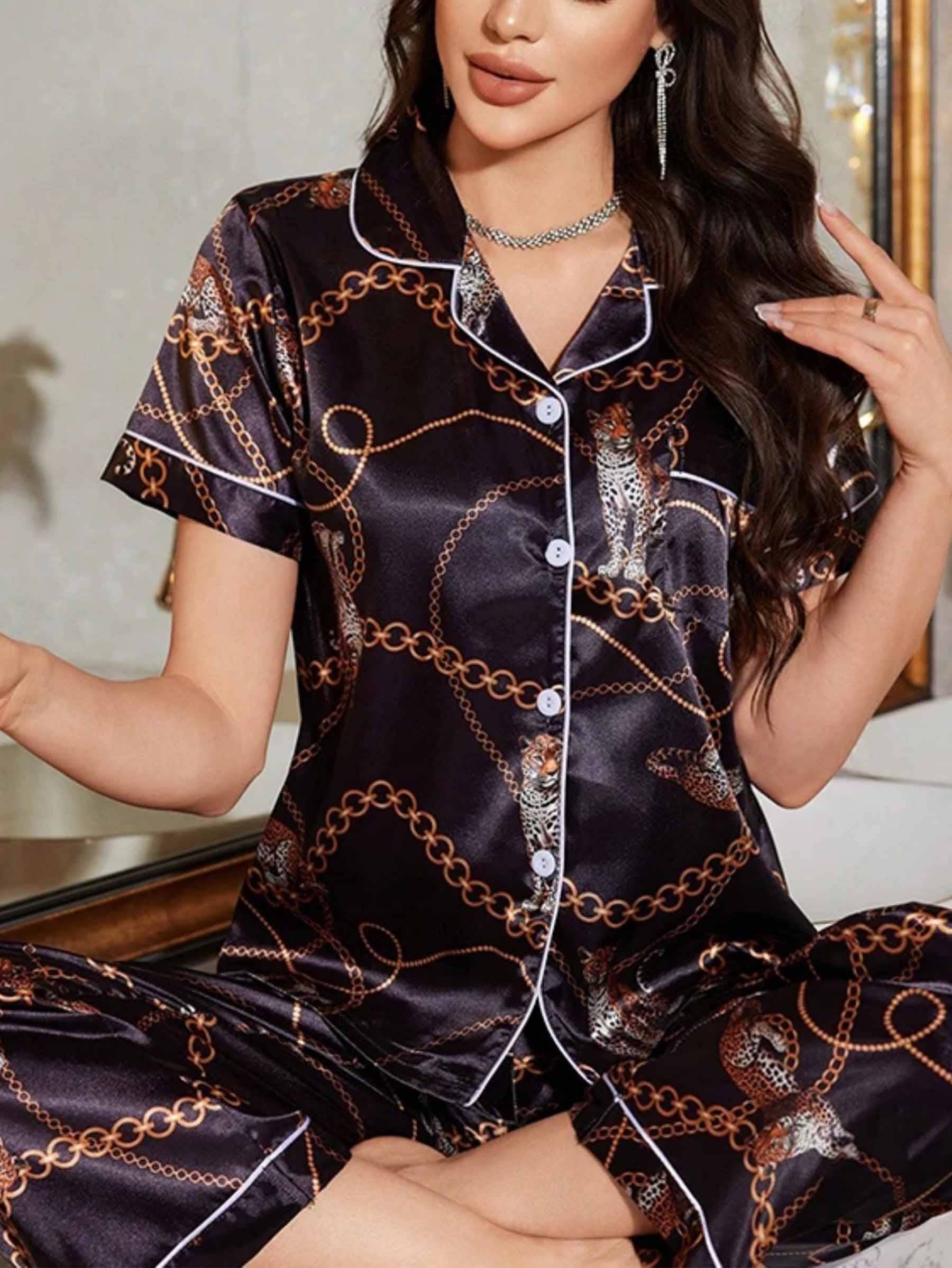 Wholesalesir - Wholesale Sleepwear Set - Women's - Casual Printed Short Sleeved Pants Set2