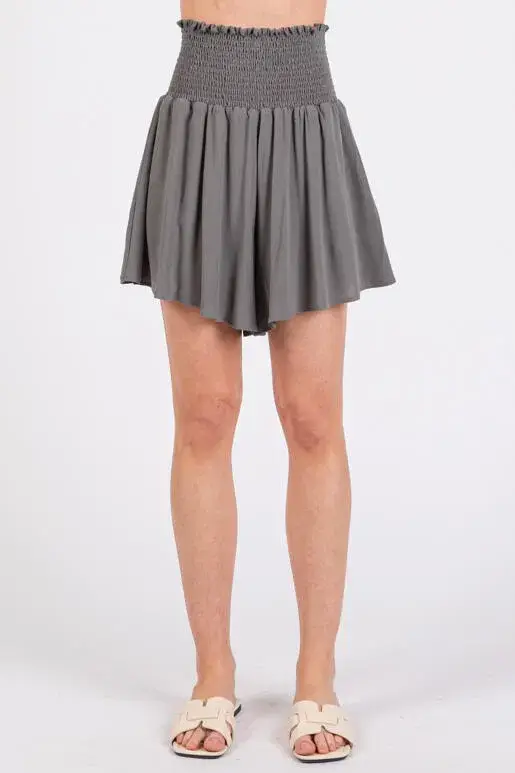 Final Touch - Wholesale Shorts - Women's - Waist Smocked Wide Shorts - NP703530