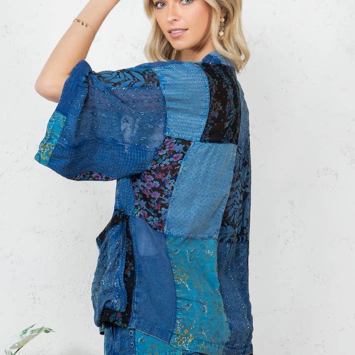 Young Threads - Wholesale Kimono - Women's - Kimono Top In Overdyed Mix N Match Patches - in 7 Color ways18