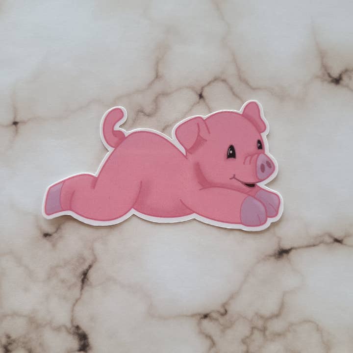 Cute Pink Piglet - Vinyl Sticker for wholesale by NGlenn Studios