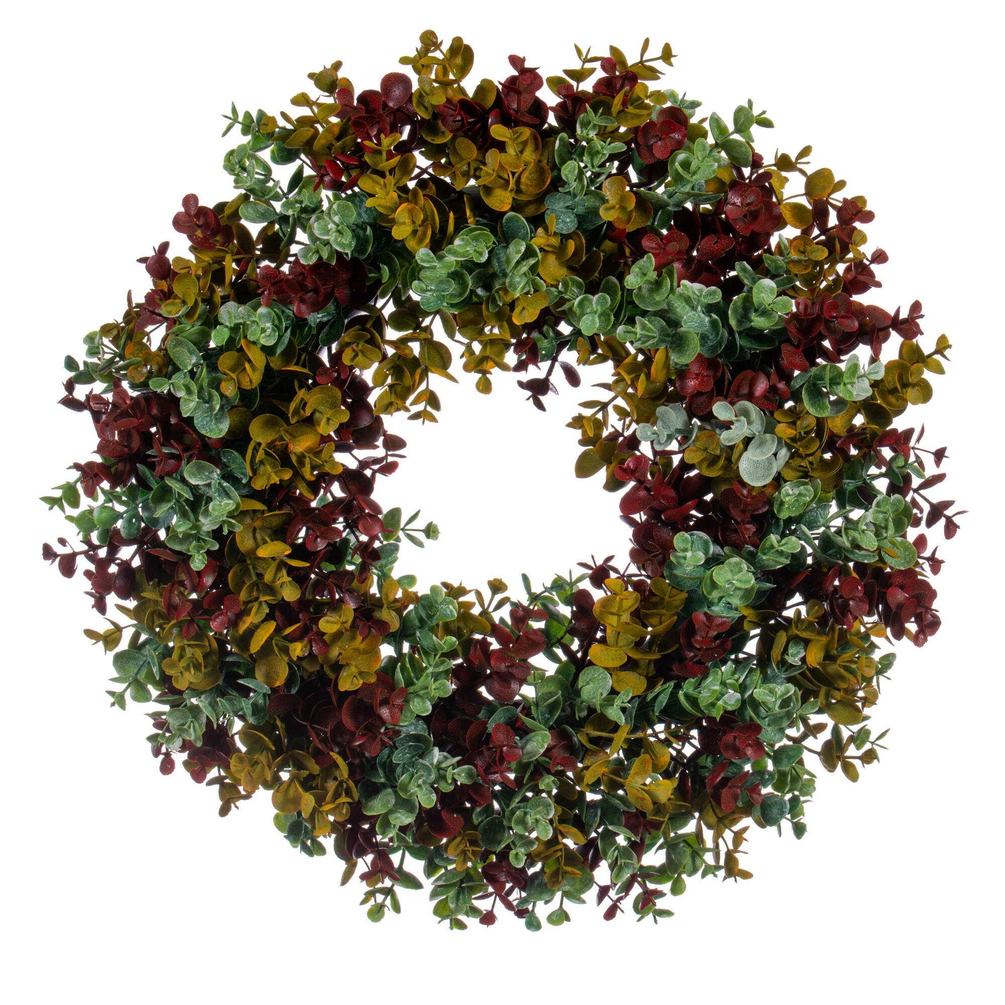 Multi Vickerman 18" Red/Green Spiral Eucalyptus Wreath for wholesale on Faire0
