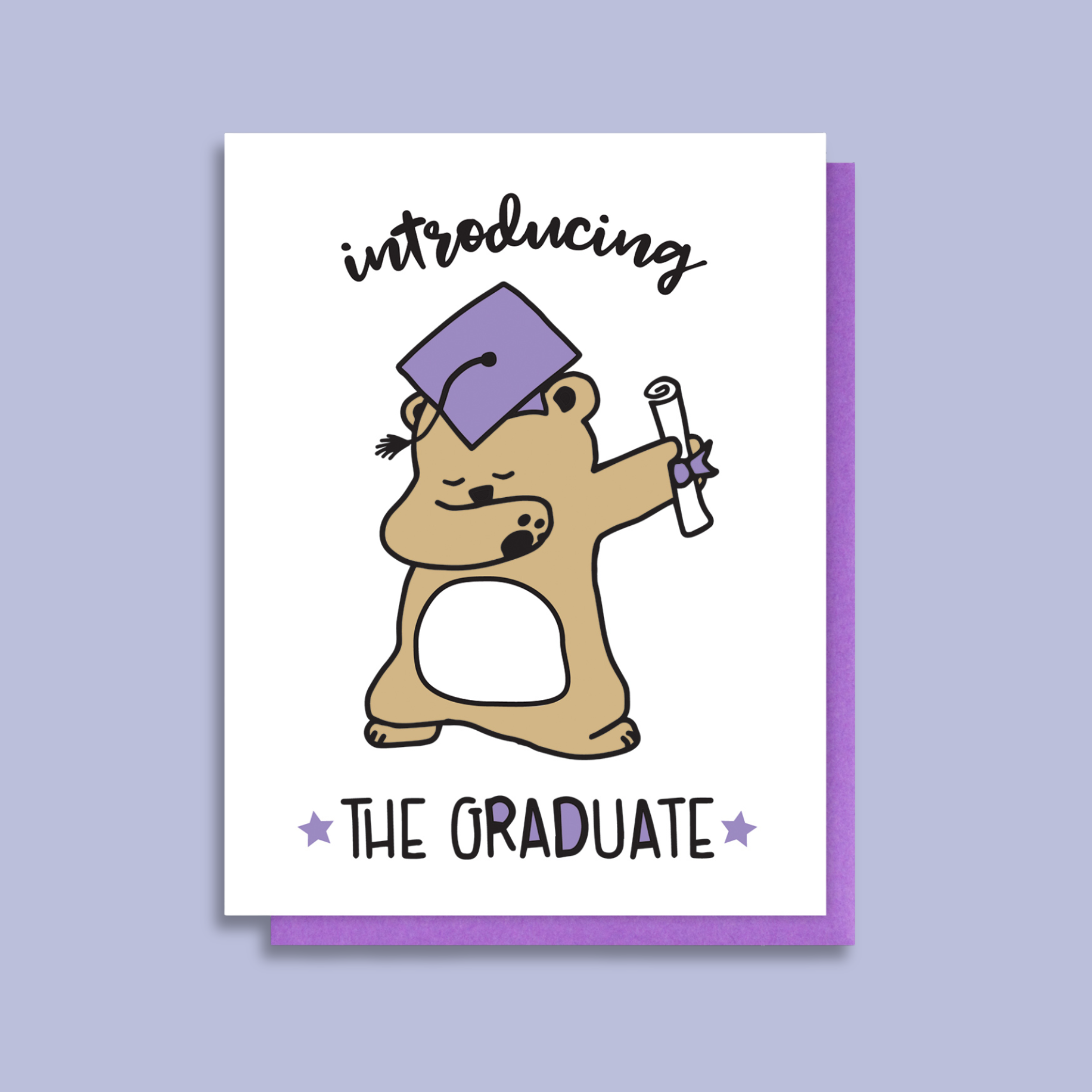 Kiss and Punch - Wholesale Graduation Card - Funny Cute Dab Graduate Bear Letterpress Card2