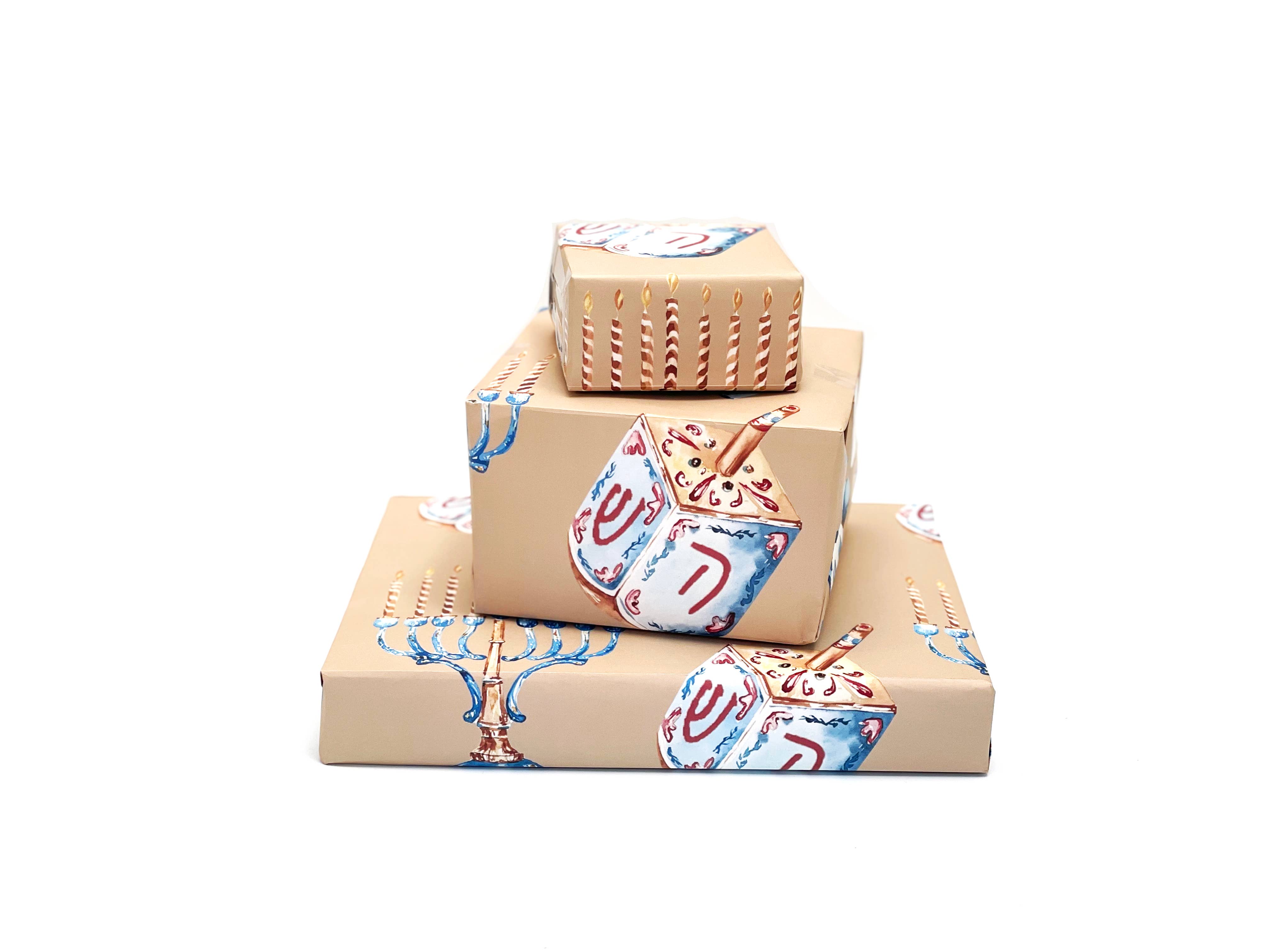JOSIL Paperie & Gift - Wholesale Wrapping Paper Roll - Hanukkah Gift Wrap - khaki2