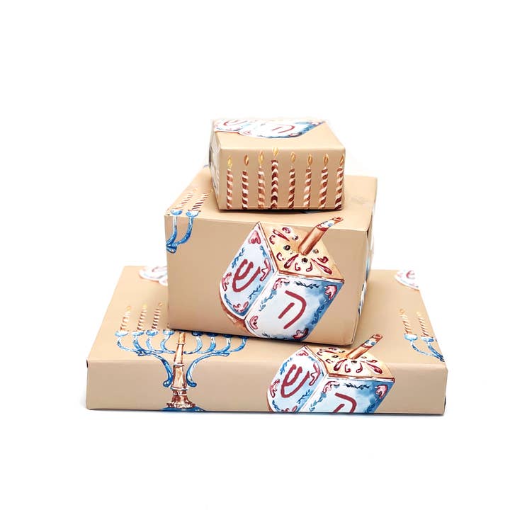 JOSIL Paperie & Gift - Wholesale Wrapping Paper Roll - Hanukkah Gift Wrap - khaki2