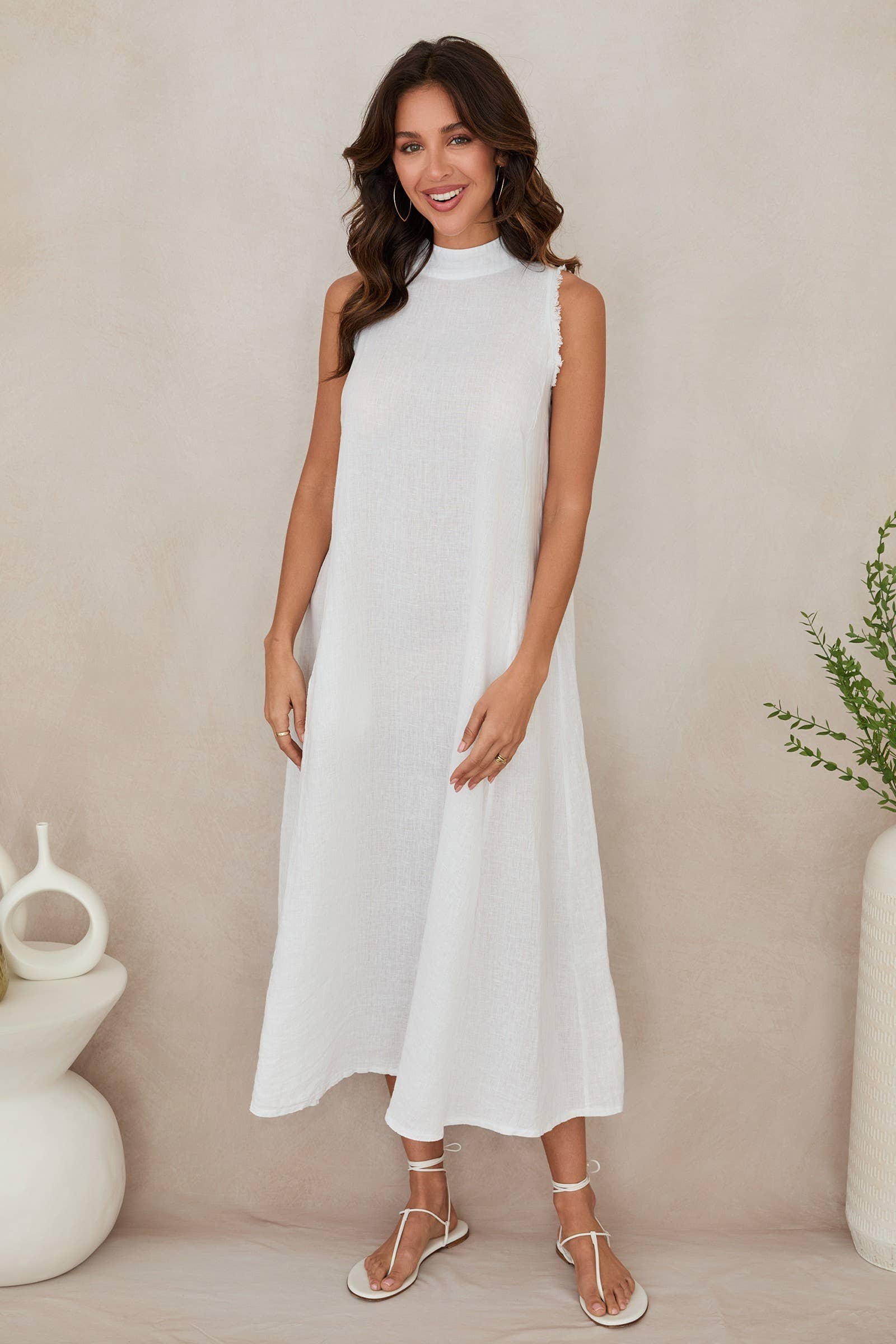 MILIO MILANO – wholesale Dress – Women's – LINEN MOCK NECK MAXI DRESS (155035/12279/154121-NO SEQUIN)7