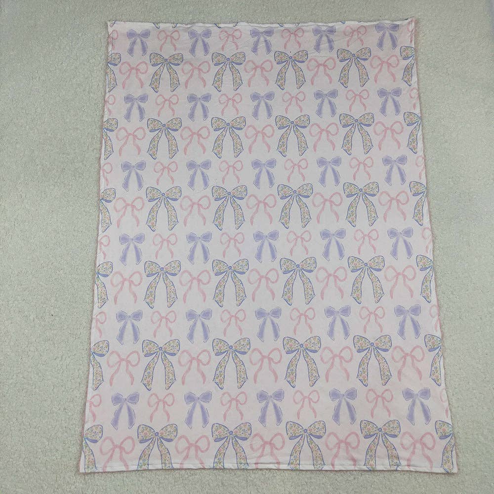 Aier Wholesale - Wholesale Bedding Blanket - Kids & Baby - Baby Toddler Girls Pink Blue Bows Minky Blankets1