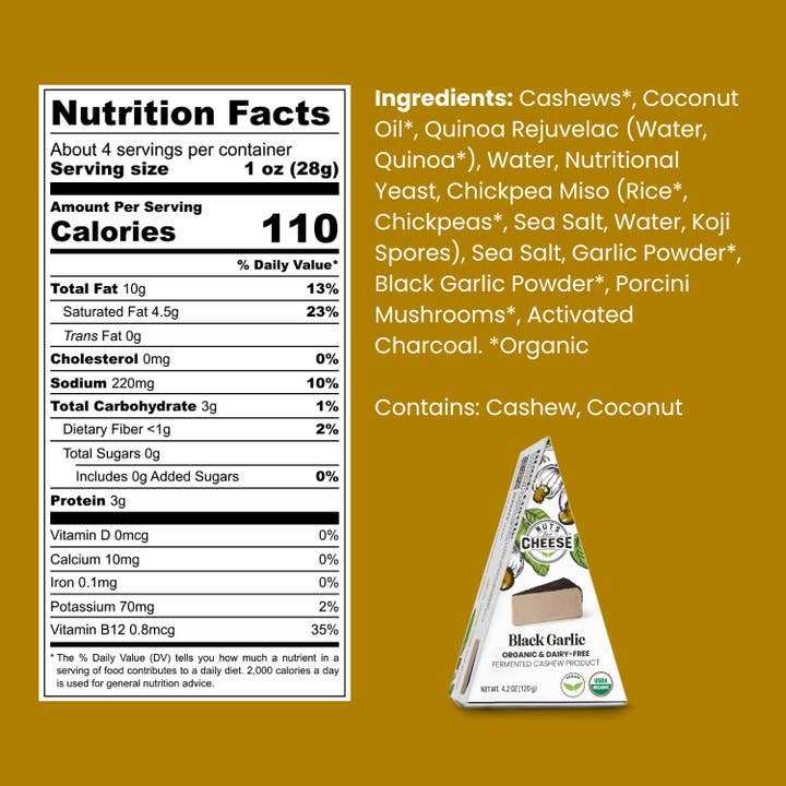 Nuts For Cheese - Wholesale Cheese - Black Garlic Cashew Cheese Wedge | Organic | Artisan | Vegan5