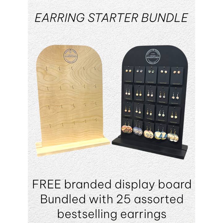 Earring Starter Bundle – 25 Bestsellers + Display Board for wholesale by Vintage Adventures