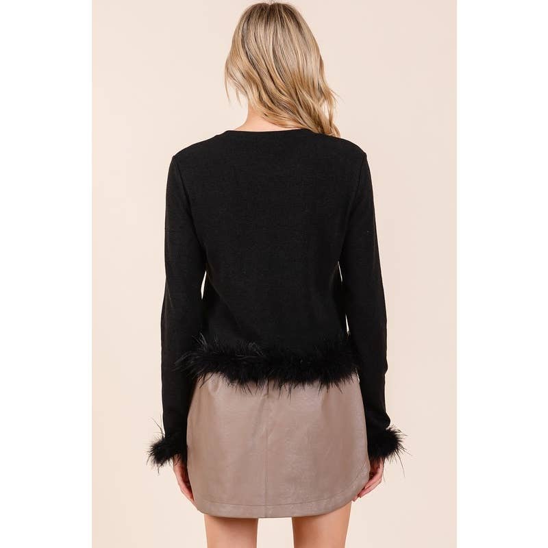 STYLE USA - Vendita all'ingrosso Tunica - Donna - TOP CORTO IN MAGLIA HACCI CON BORDO IN PIUME9