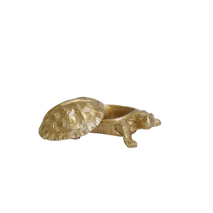 Housevitamin bv - Wholesale Decorative Box - Ornament - Turtle Box - Polyresin - Gold - 15.5x13.5x7.5cm