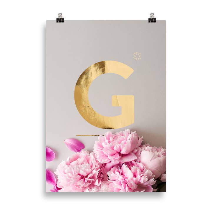 Pivoines ABC | lettre G light pour la vente par HEARTMADE Prints