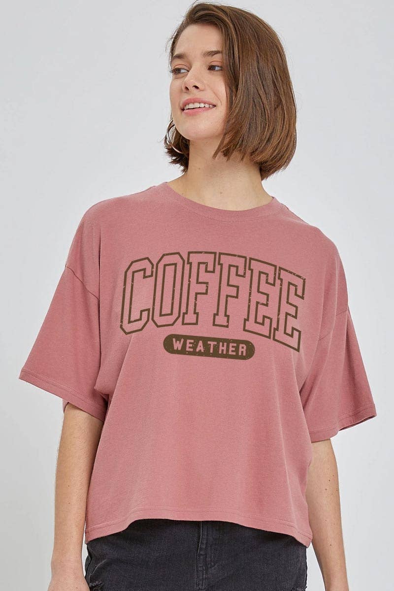 COLORBEAR – wholesale T-shirt (graphic) – women's – Coffee Weather Graphic Relaxed Crop Top3