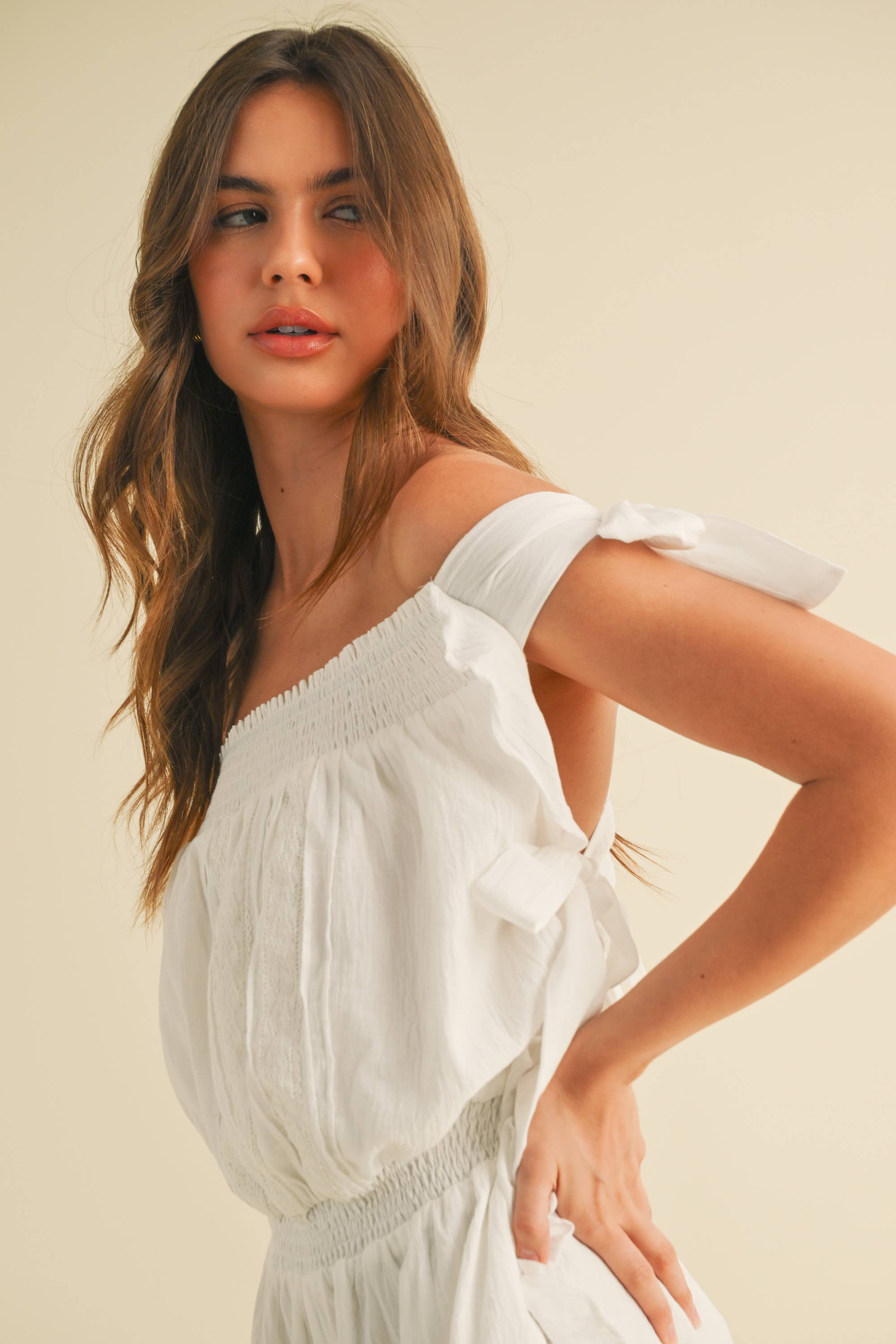 Klesis - Wholesale Romper - Women's - IR2199 RUFFLE HEM ROMPER WITH ONE SHOULDER TIE DETAIL24