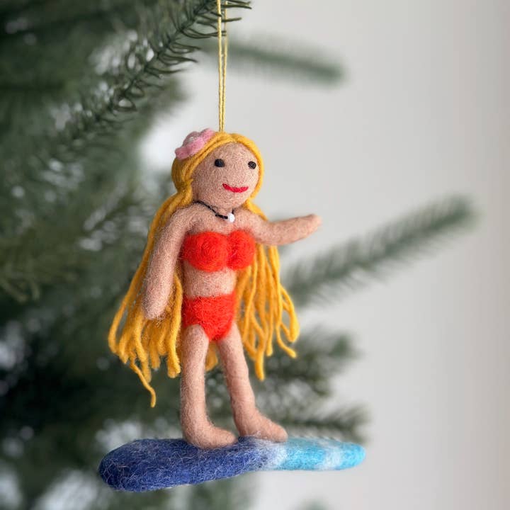 Ganapati - Wholesale Ornament - Felt Ornament - Surfer Girl0