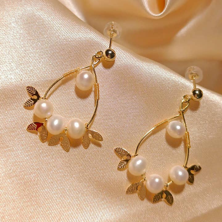 Boucles D'Oreilles Pendantes Poisson Perle D'Eau Douce pour la vente par Pompon La Tulipe