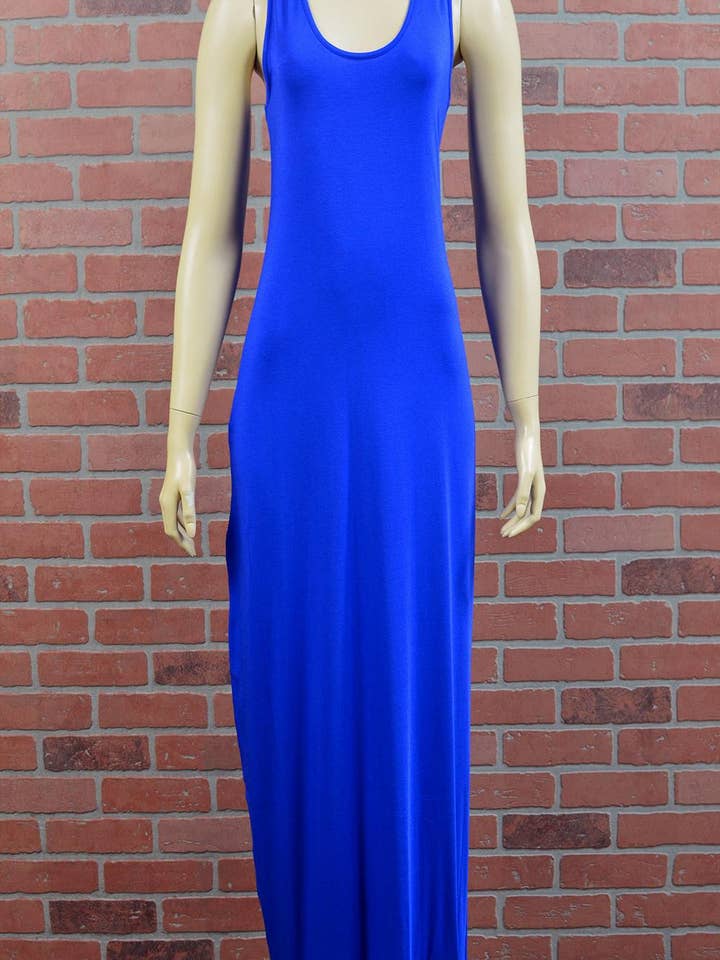 CB1D212-BL - Bleu - robe longue en maille - A175 pour la vente par K & C Clothing, Inc.