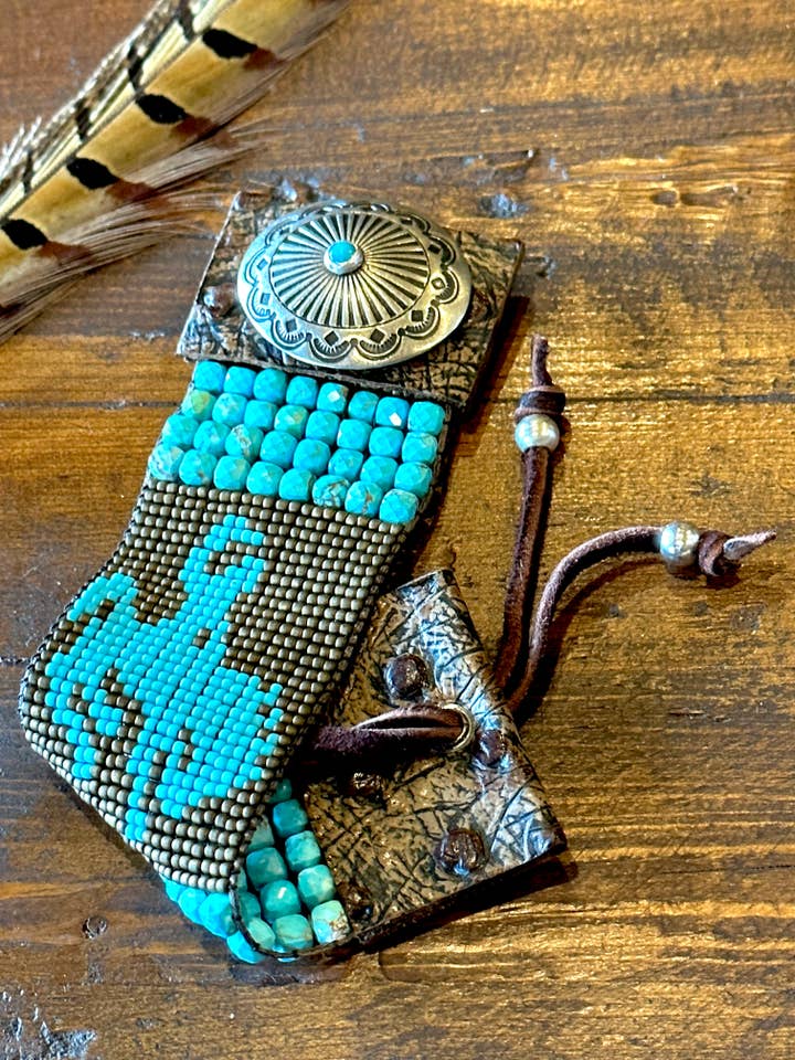 Busted Bronc Turquoise Cuff Bracelet for wholesale by Fleurdesignz Western Jewelry