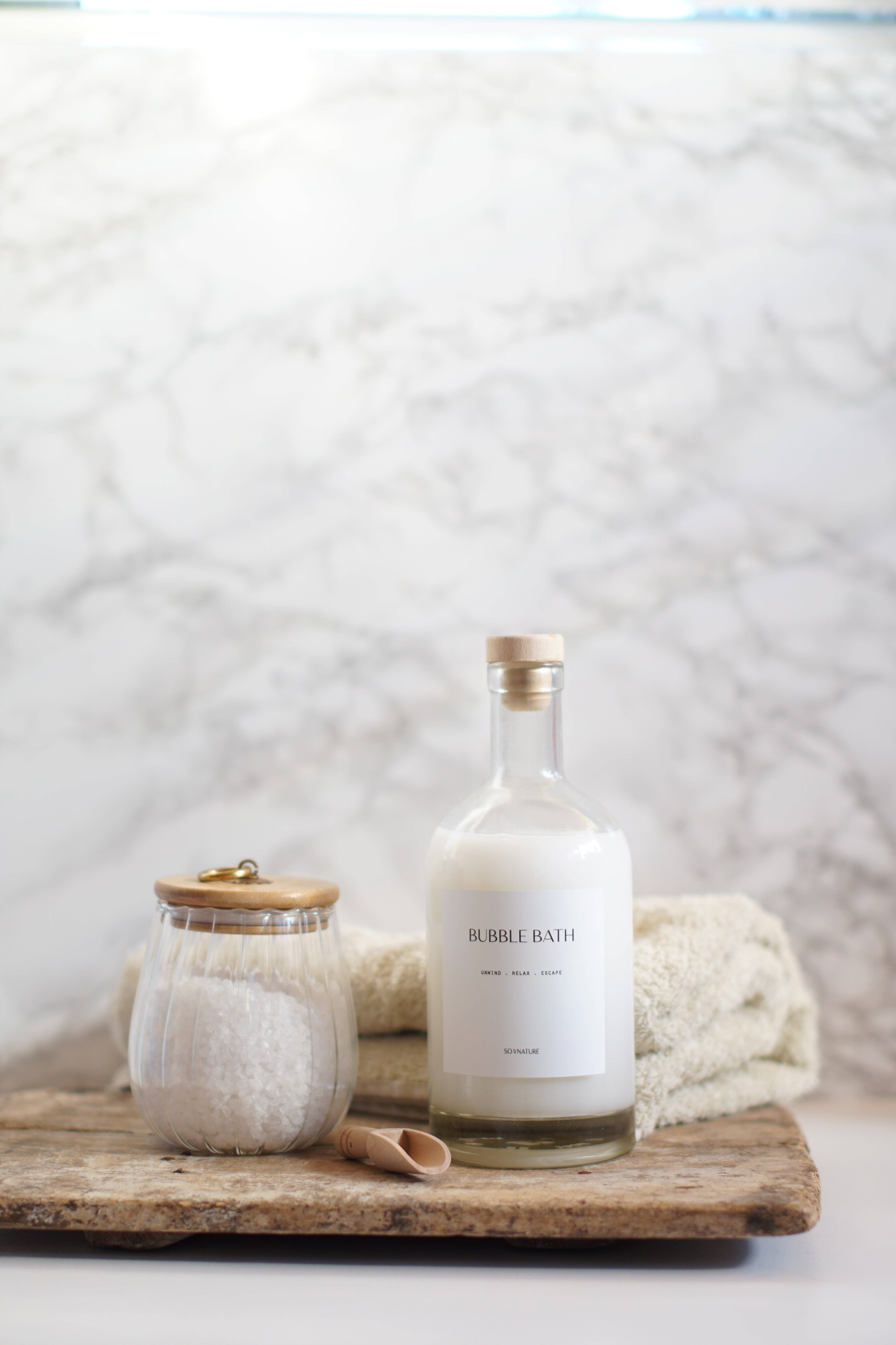 So At Nature – wholesale Bath & body set – Bubble Bath and Bath Salt Round Edge Jar Set2