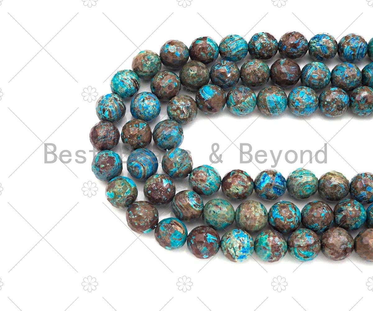 BestBeads&Beyond - Wholesale Kralen - Natuurlijke kwaliteit blauwe eiken jaspis ronde facetkralen, 6 mm/8 mm/10 mm/12 mm/14 mm jaspis, 15.5" volledige streng, Sku #U11401